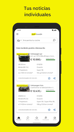 Captura de pantalla de AutoScout24: Mercado de coches