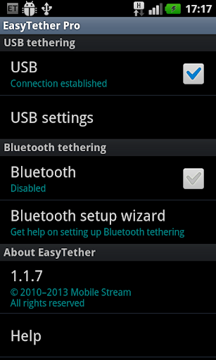 Captura de pantalla de EasyTether Pro