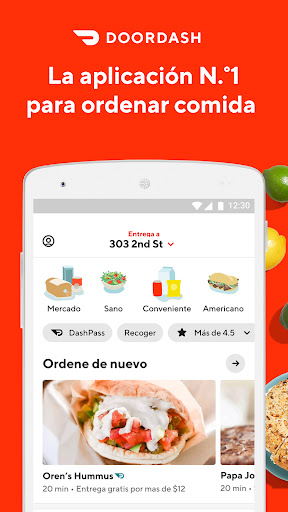 Captura de pantalla de DoorDash - Entrega de comida