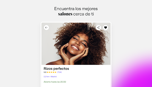 Captura de pantalla de Fresha para clientes