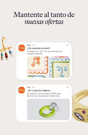 Captura de pantalla de Etsy: Compra hogar y estilo