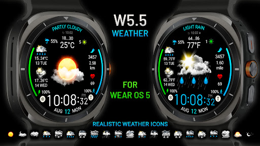 Captura de pantalla de Weather watch face W5.5