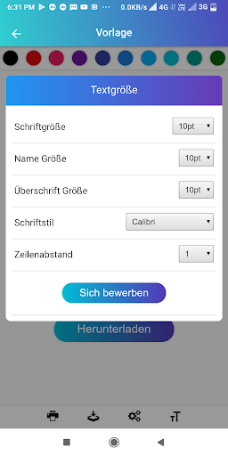 Lebenslauf erstellen Bewerbung Screenshot