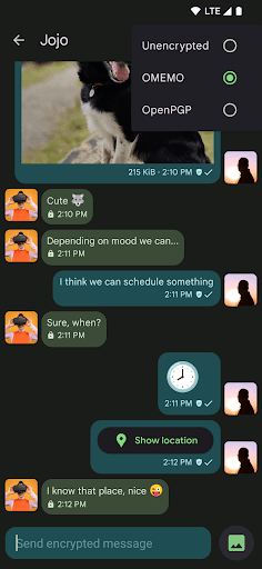 Captura de pantalla de Conversations (Jabber / XMPP)