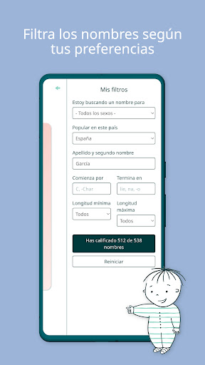Captura de pantalla de Nombres de bebé 2025