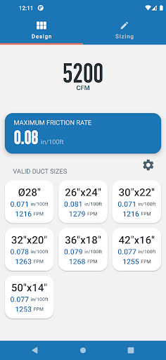 Ductulator - HVAC Duct Sizing screenshot