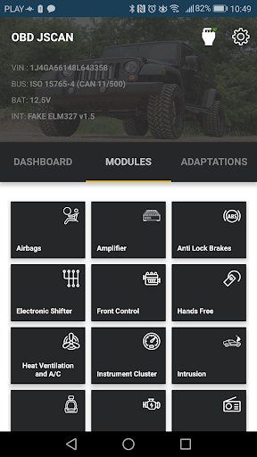 Captura de pantalla de OBD JScan