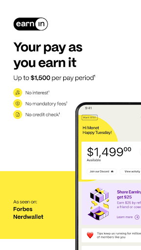 Captura de pantalla de EarnIn: Why Wait for Payday?
