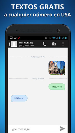 Captura de pantalla de Talkatone. Llamadas y textos