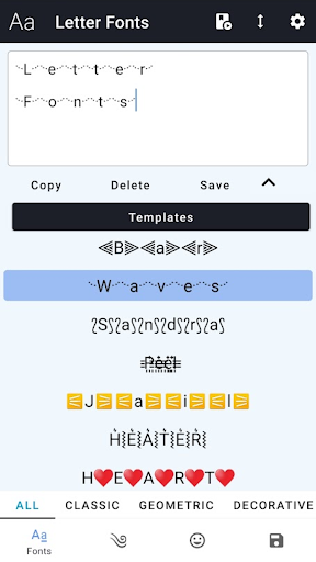 Captura de pantalla de Letras Bonitas - Fuentes Cool
