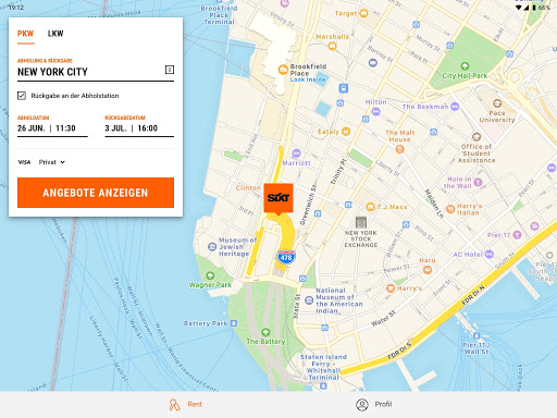 SIXT rent. share. ride. abo. Screenshot