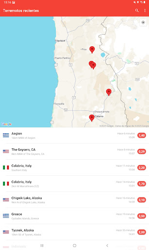 Captura de pantalla de Mis Alertas de Terremotos