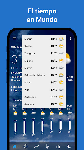 Captura de pantalla de Reloj y clima transparente