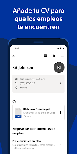 Captura de pantalla de Indeed: Búsqueda de empleo