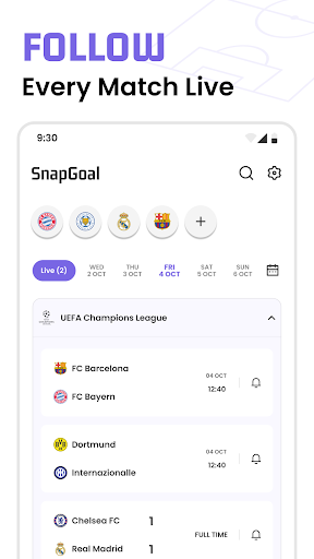 Football Live Scores: SnapGoal Screenshot