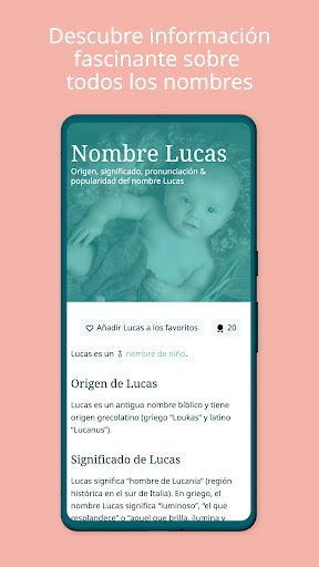 Captura de pantalla de Nombres de bebé 2025