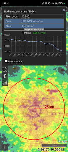Light pollution map screenshot