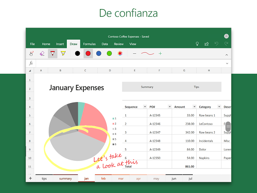 Captura de pantalla de Microsoft Excel: Spreadsheets