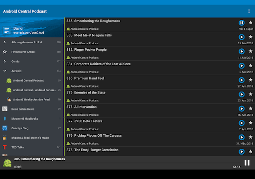 Captura de pantalla de Nextcloud News