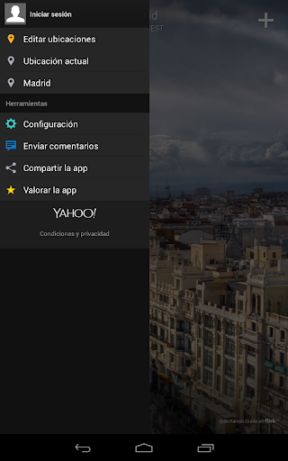Captura de pantalla de Yahoo Tiempo