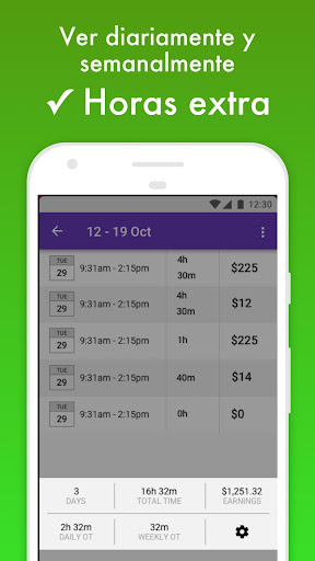 Captura de pantalla de TSQ Horario de trabajo