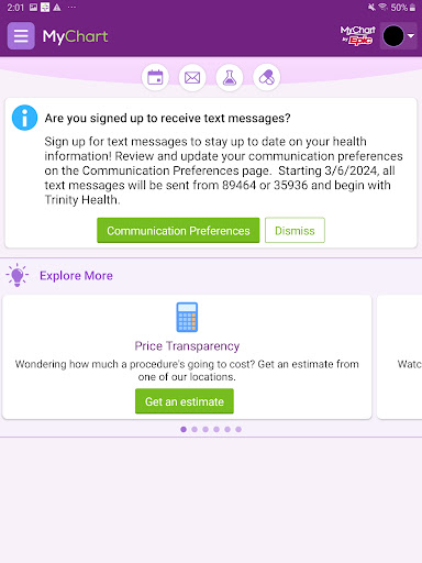 Captura de pantalla de Trinity Health MyChart