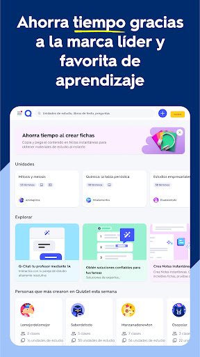 Captura de pantalla de Quizlet: fichas creadas con IA