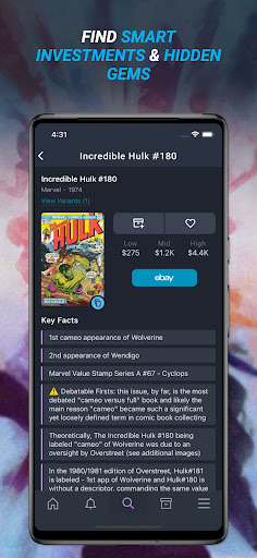 Captura de pantalla de Key Collector Comics