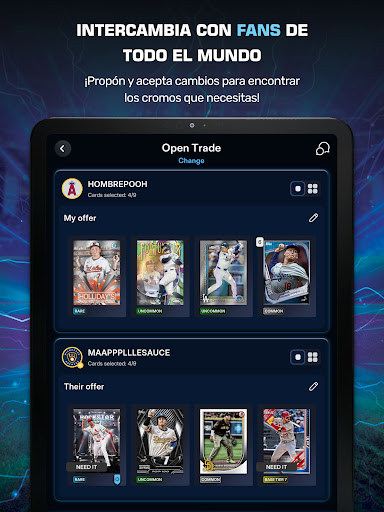 Captura de pantalla de Topps® BUNT® MLB Card Trader