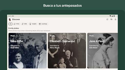 Captura de pantalla de Ancestry: Tu historia y ADN