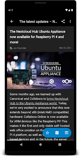 Captura de pantalla de Nextcloud News