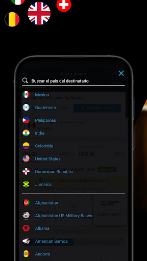 Captura de pantalla de Western Union Envíar dinero