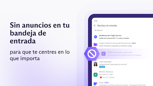 Captura de pantalla de Proton Mail: Correo cifrado