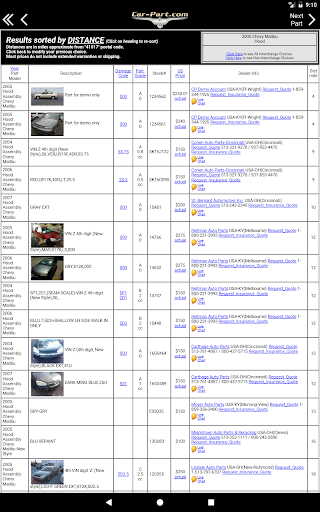 Captura de pantalla de Car-Part.com Used Auto Parts