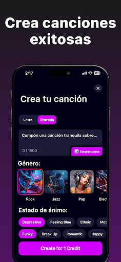 Captura de pantalla de Generador de música IA: Banger