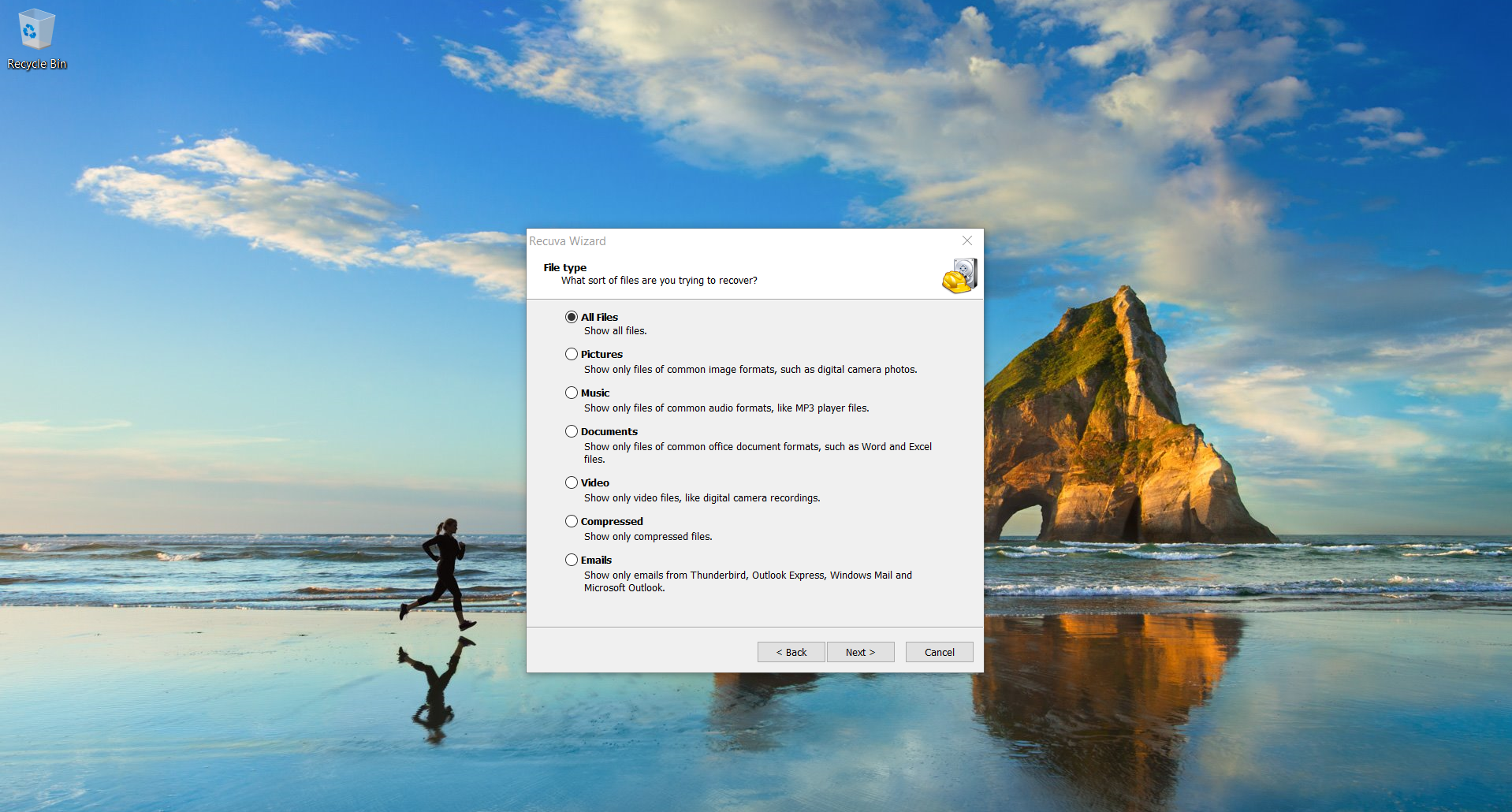Captura de pantalla de Recuva