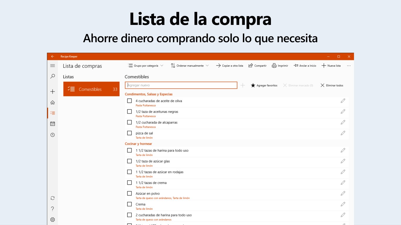 Captura de pantalla de Recipe Keeper Pro