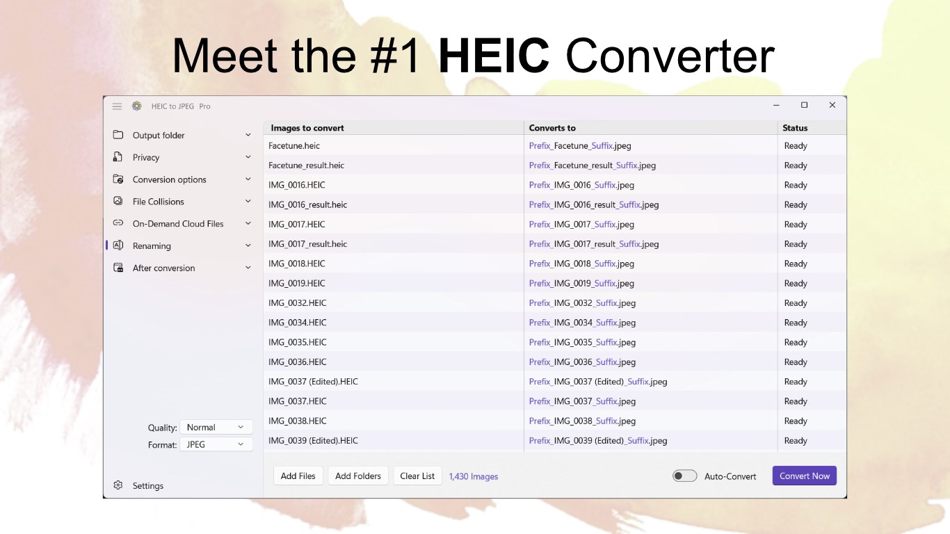 HEIC to JPEG screenshot