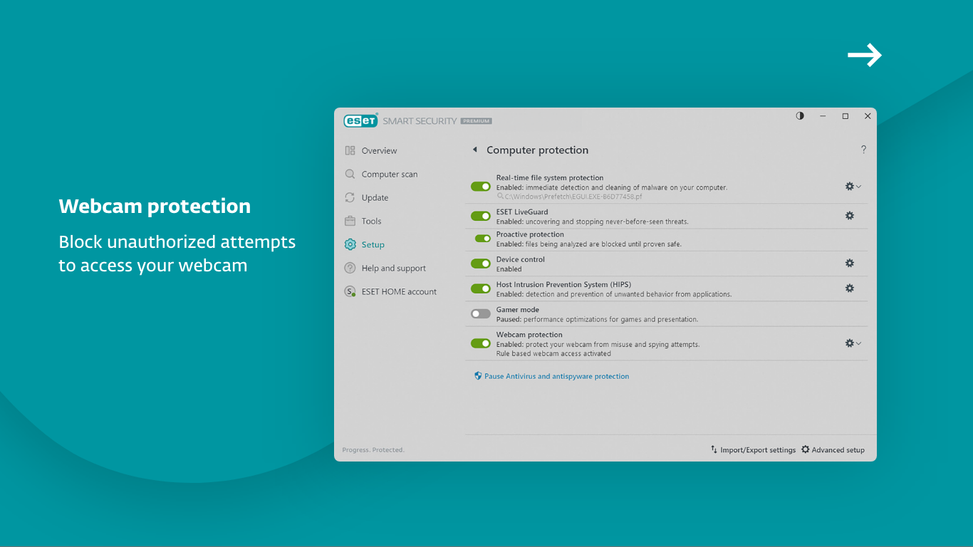 Captura de pantalla de ESET HOME Security Premium