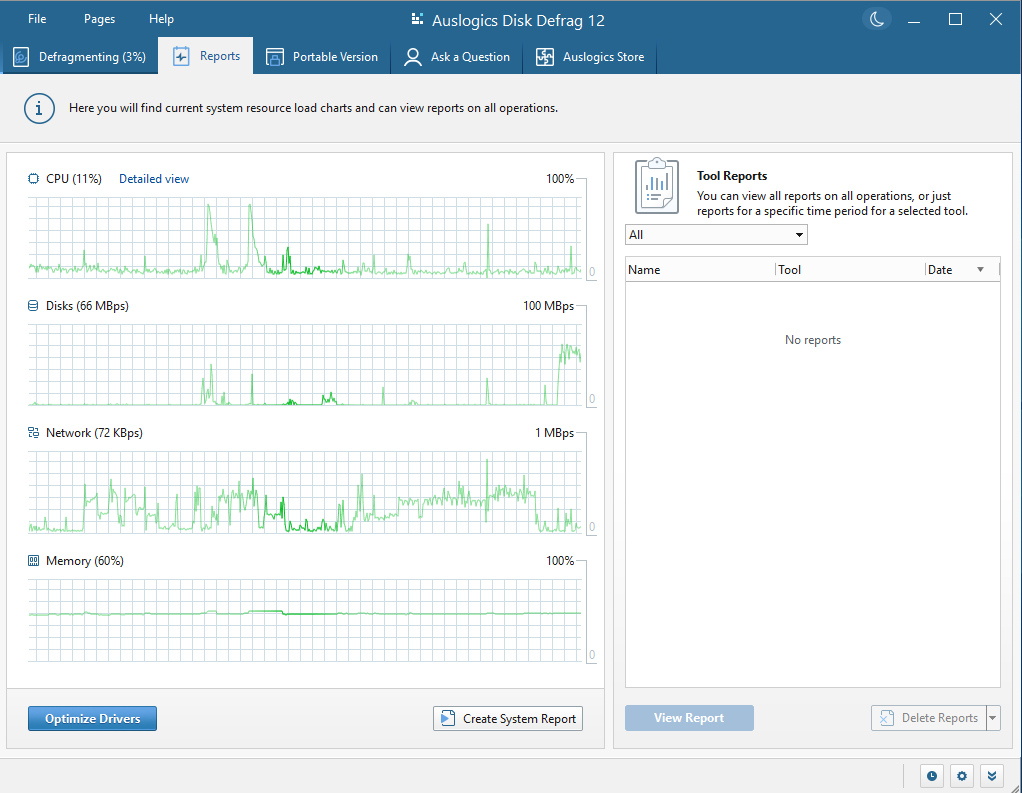 Captura de pantalla de Auslogics Disk Defrag