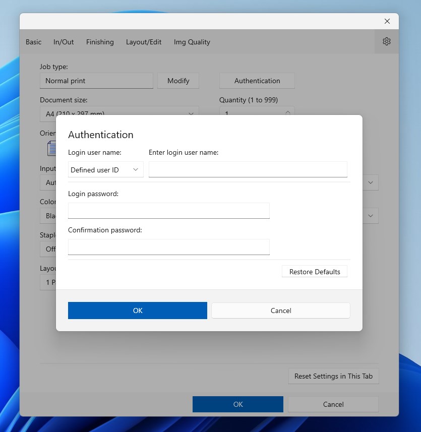 Captura de pantalla de RICOH Print Support Application