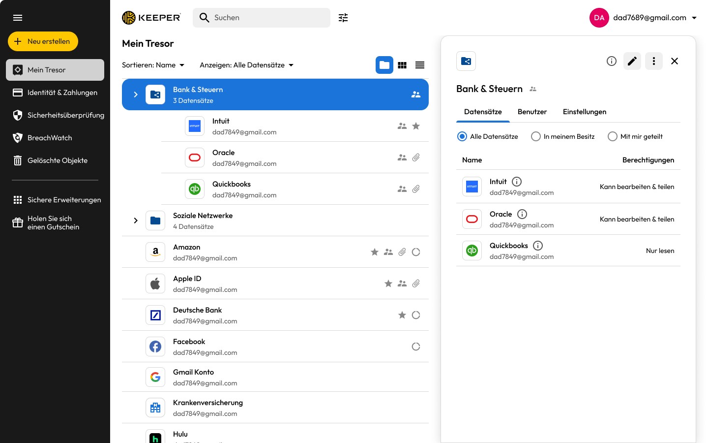Keeper® Passwortmanager Screenshot
