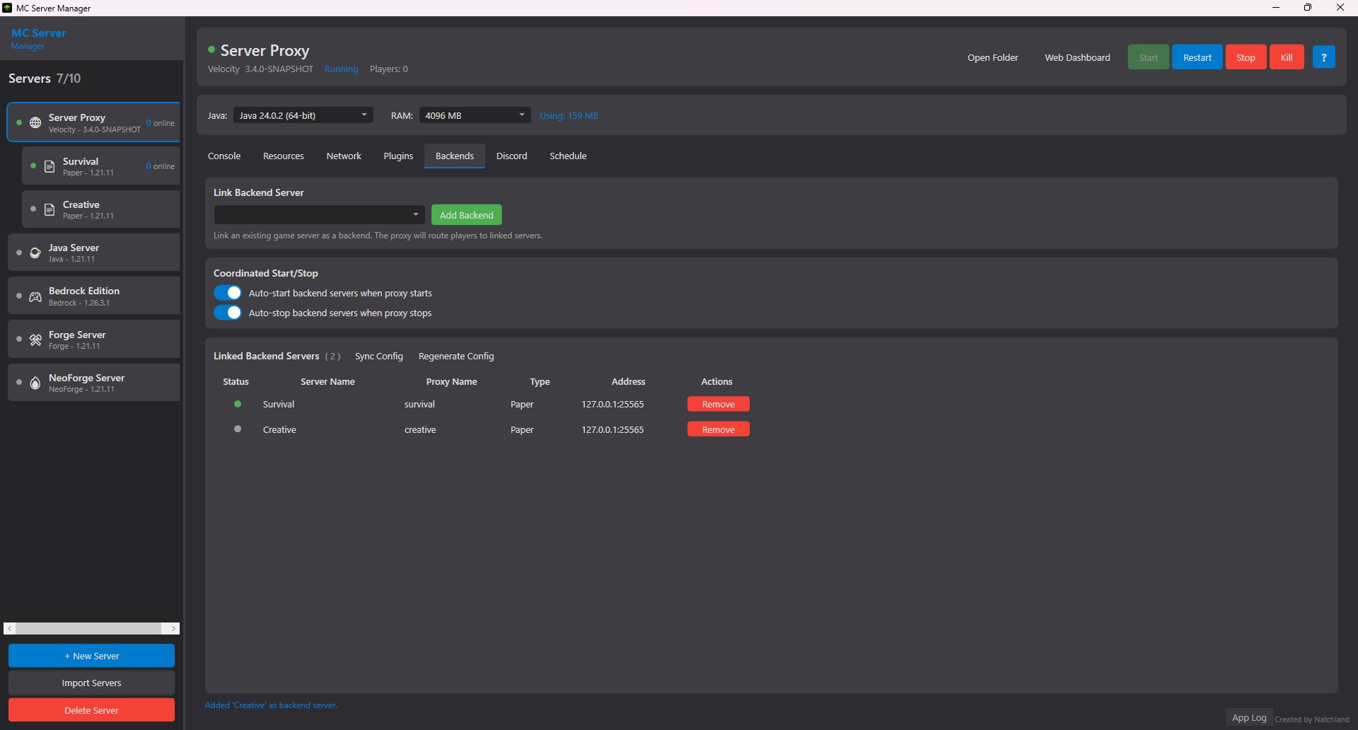 MC Server Manager Screenshot