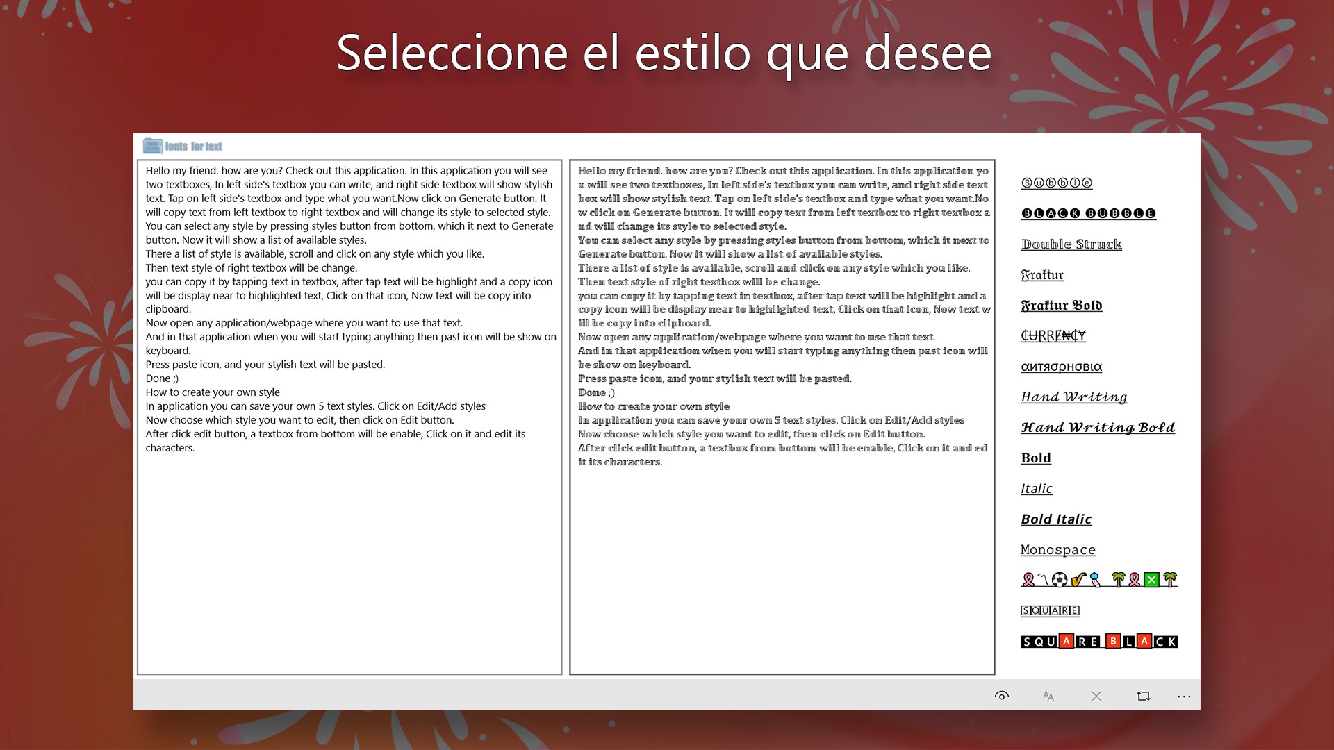 Captura de pantalla de Tipo de Letras