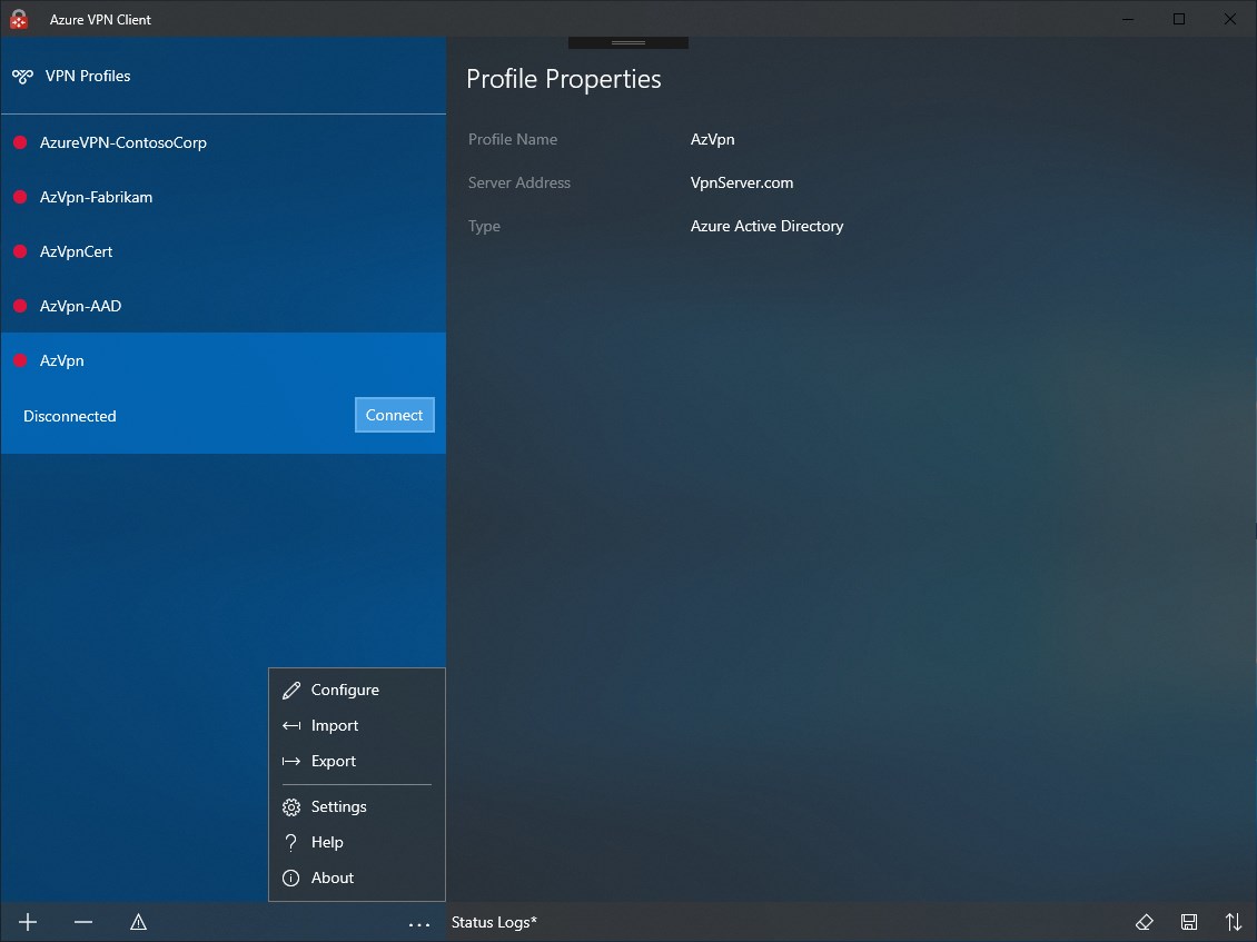 Azure-VPN-Client Screenshot