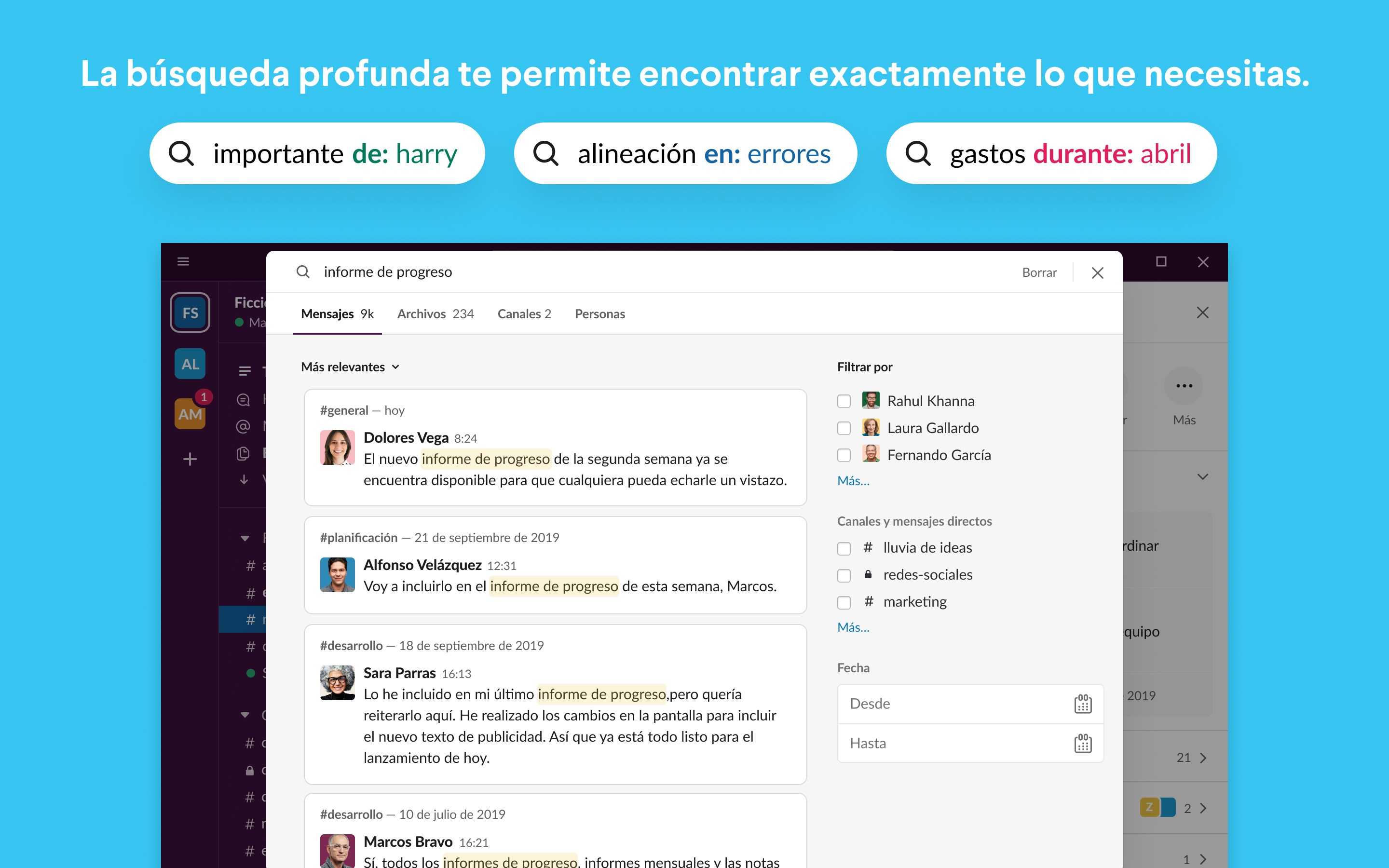 Captura de pantalla de Slack