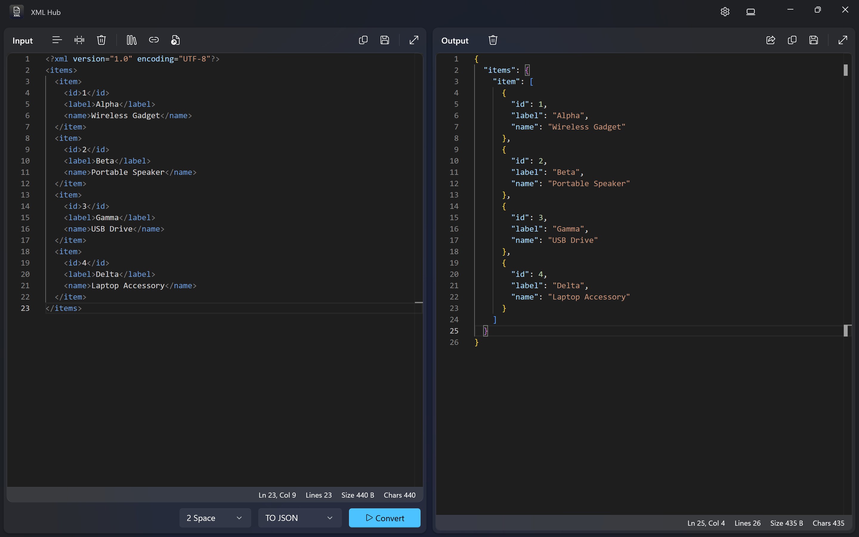XML Hub screenshot