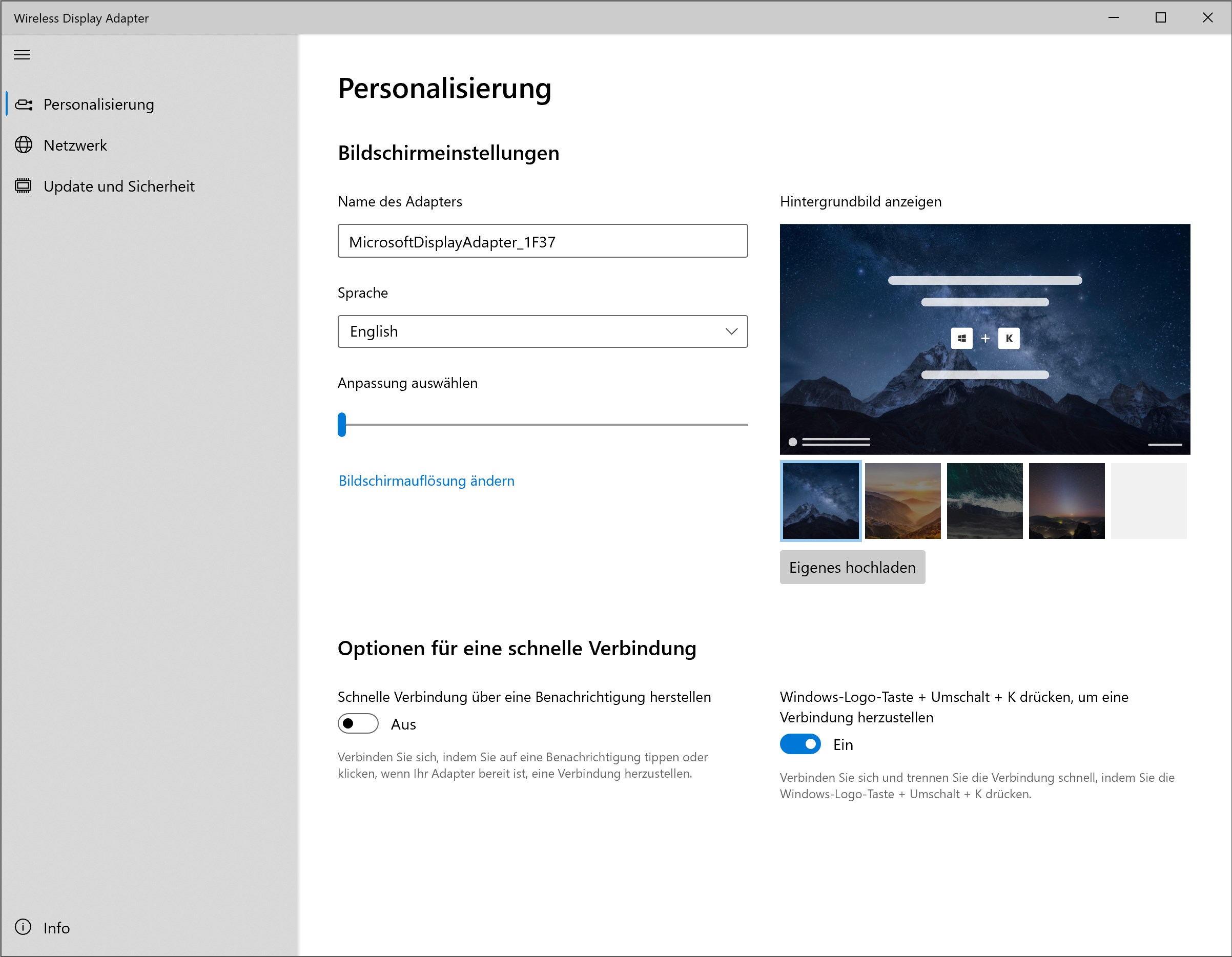 Microsoft Wireless Display Adapter Screenshot