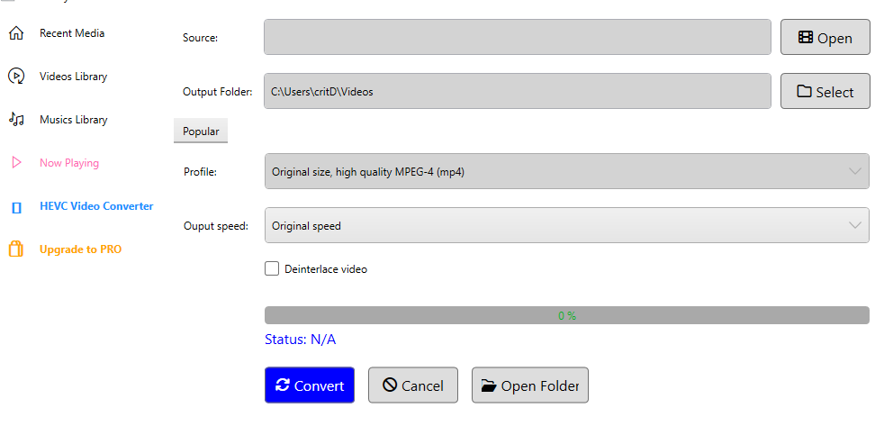 Captura de pantalla de HEVC Player for Windows