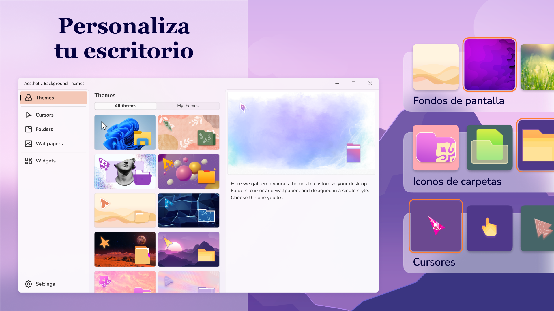 Captura de pantalla de Temas del Escritorio HD — Themes Customizer